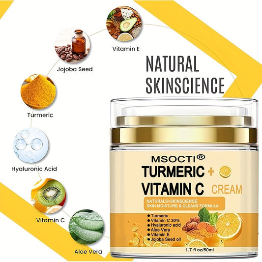 50g Turmeric Face Cream + 30% Vitamin C Facial Cream, For Normal, Dry, Oily & Combination Skin - 1.7 FL OZ !